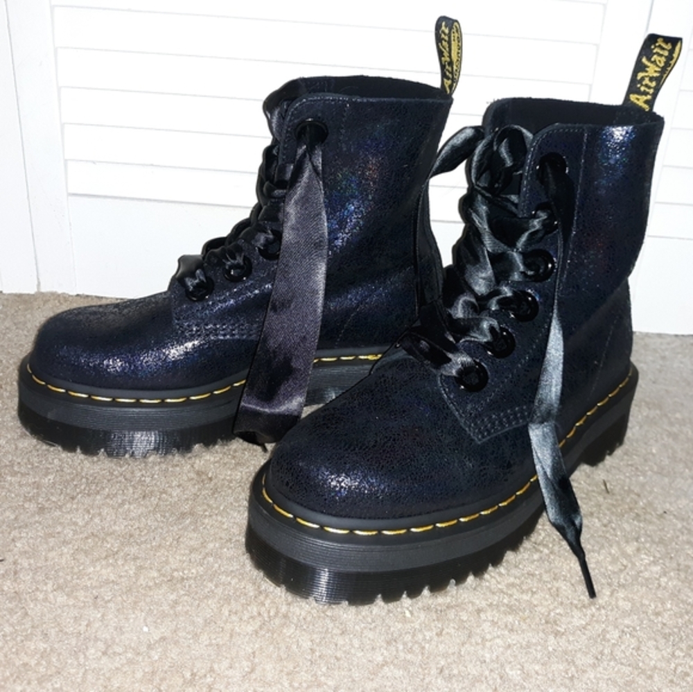 Dr. Martens Molly Crackled Suede Platform Boot